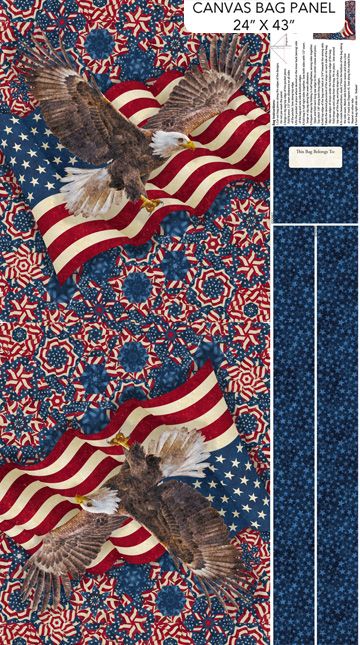 Stars & Stripes 14th Anniversary CANVAS Tote Bag Eagle Patriotic Panel 24" Navy Quilts of Valor Northcott Fabrics Cotton CANVAS Fabric NC-C29083-49
