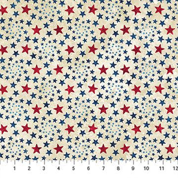Stars & Stripes 14th Anniversary Pinwheel Multi Stars Beige Quilts of Valor Northcott Fabrics Cotton Fabric NC-29048-12