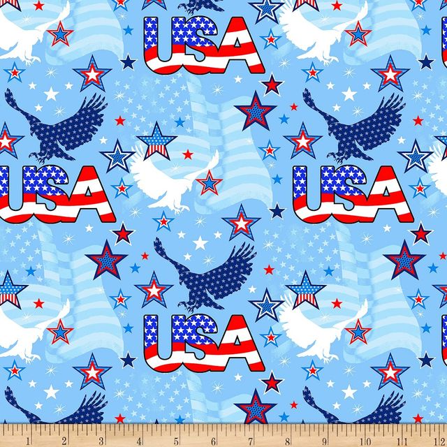 Stars & Stripes Forever Patriotic Eagles USA Blue Sharla Fults Studio E Cotton Fabric