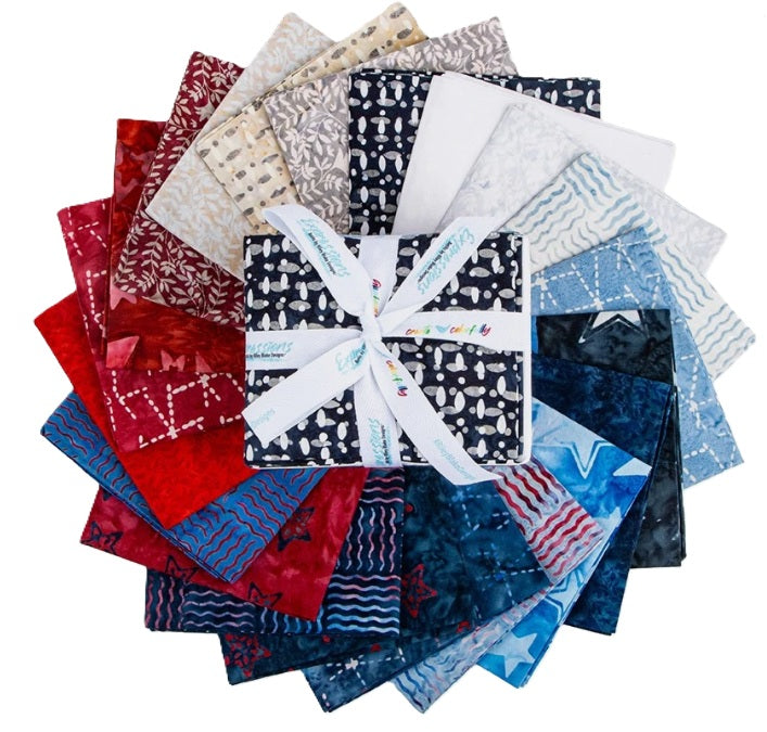 Stars and Stitches Fat Quarter Bundle 18"x21" Riley Blake Designs Cotton BATIK Fabric RB-FQ-23627-21