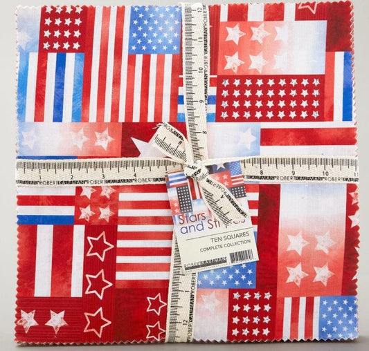 Stars and Stripes 10" Squares Layer Cake 42 pcs Studio RK Collection Robert Kaufman Fabrics Cotton Fabric RK-TEN-1444-42