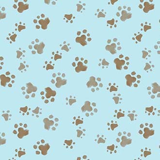 Stay Pawsitive Cute Paws Blue Michael Miller Cotton Fabric