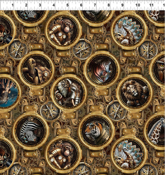 Steampunk Menagerie Portraits Multi Jason Yenter In the Beginning Fabrics Cotton Fabric ITB-4ST-1