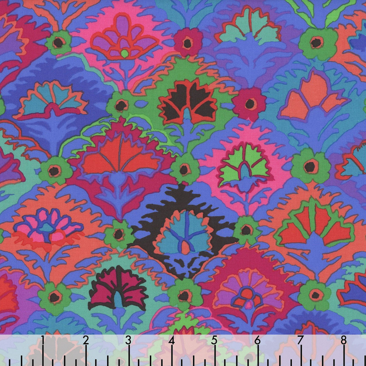 Step Flower Blue February 2024 Kaffe Fassett Collective Free Spirit Cotton Fabric