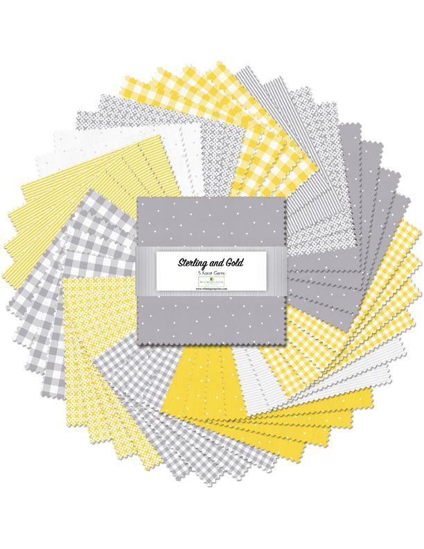 Sterling and Gold 5" Squares Karat Gems Wilmington Prints Cotton Fabric | US Fabric Shop