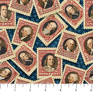 Stonehenge America 250 Stamps Navy Blue Northcott Cotton Fabric NC-DP28369-49