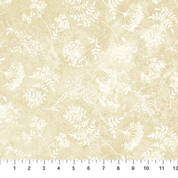 Stonehenge Organics Floral Toss Large Beige Linda Ludovico Northcott Cotton Fabric NC-29310-12