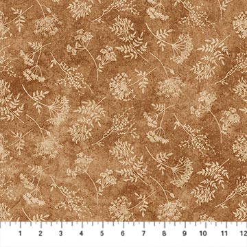 Stonehenge Organics Floral Toss Small Rust Linda Ludovico Northcott Cotton Fabric NC-29311-37