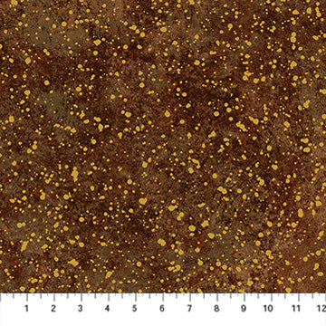 Stonehedge Valencia Granite Dark Rust Brown Gold Metallic Linda Ludovico Northcott Cotton Fabric NC-28905M-39
