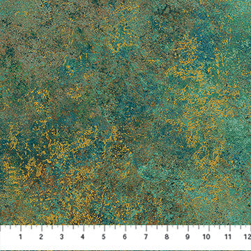 Stonehedge Valencia Marble Teal Multi Green Gold Metallic Linda Ludovico Northcott Cotton Fabric NC-28904M-65