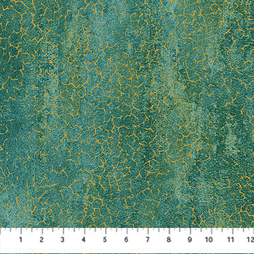 Stonehedge Valencia Terazzo Medium Teal Green Gold Metallic Linda Ludovico Northcott Cotton Fabric NC-28903M-66