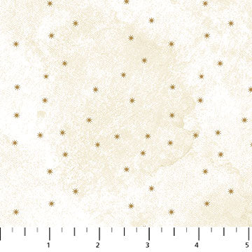 Stonehenge Christmas Joy Small Gold Metallic Stars White Northcott Fabrics Cotton Fabric