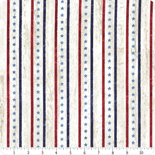 Stonehenge Stars & Stripes Star Stripe Cream Multi Deborah Edwards Northcott Cotton Fabric