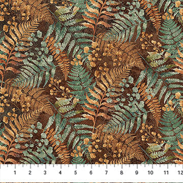 Stonehenge Rooted Leaves Teal Multi Linda Ludovico Northcott Fabrics Cotton Fabric NC-DP28766-69
