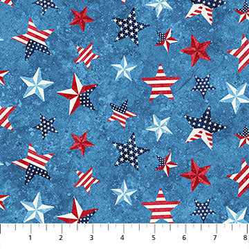 Stonehenge Stars & Stripes Flag Stars Blue Deborah Edwards Northcott Cotton Fabric