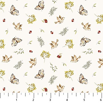 Story Book Woodland Birds Cream FIGO Northcott Cotton Fabric NC-FIGO-91337-11