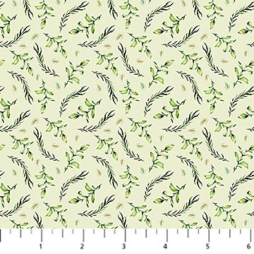 Story Book Woodland Leaves Light Green FIGO Northcott Cotton Fabric NC-FIGO-91339-74