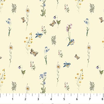 Story Book Woodland Plants Yellow FIGO Northcott Cotton Fabric NC-FIGO-91336-50