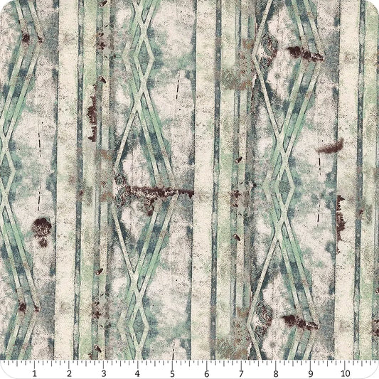 Storyboard Linked Watermark Blue Green Seth Apter Free Spirit Cotton Fabric FS-PWSE011.WATERMARK