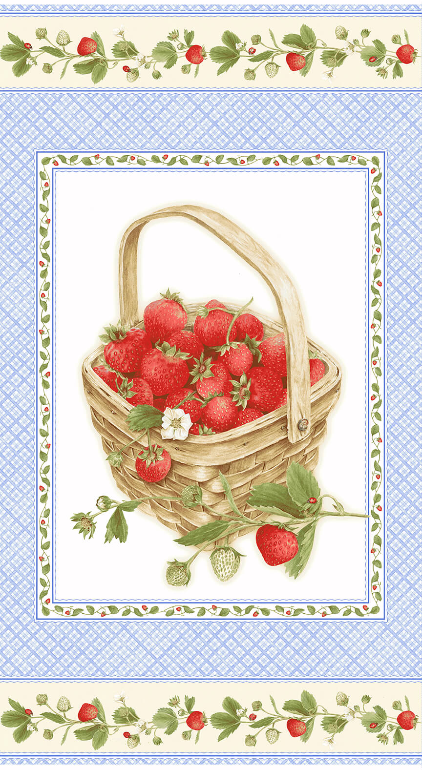 Strawberry Garden Multi Panel 24" Jane Shasky Henry Glass Cotton Fabric | US Fabric Shop