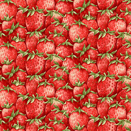 Strawberry Garden Packed Strawberries Red Jane Shasky Henry Glass Cotton Fabric