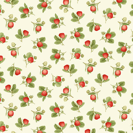 Strawberry Garden Small Tossed Strawberries Multi Jane Shasky Henry Glass Cotton Fabric