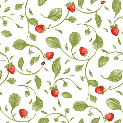 Strawberry Garden Small Tossed Vine Multi Jane Shasky Henry Glass Cotton Fabric