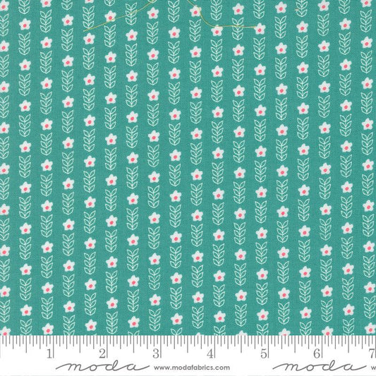 Strawberry Lemonade Blooms Small Floral Teal Blue Green Sherri & Chelsi Moda Cotton Fabric