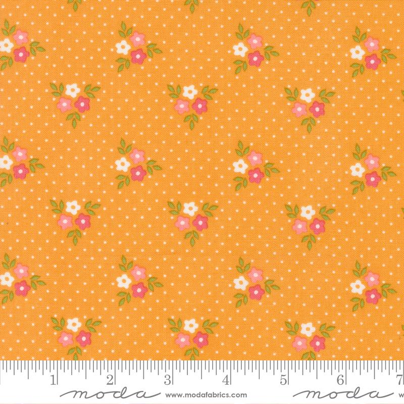 Strawberry Lemonade Bouquets Florals Dots Apricot Orange Sherri & Chelsi Moda Cotton Fabric