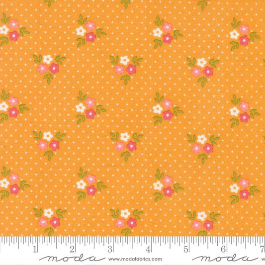 Strawberry Lemonade Bouquets Florals Dots Apricot Orange Sherri & Chelsi Moda Cotton Fabric