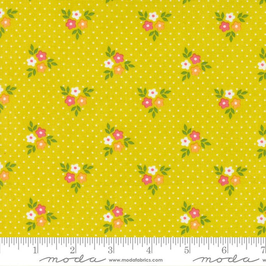 Strawberry Lemonade Bouquets Florals Dots Lemonade Yellow Sherri & Chelsi Moda Cotton Fabric