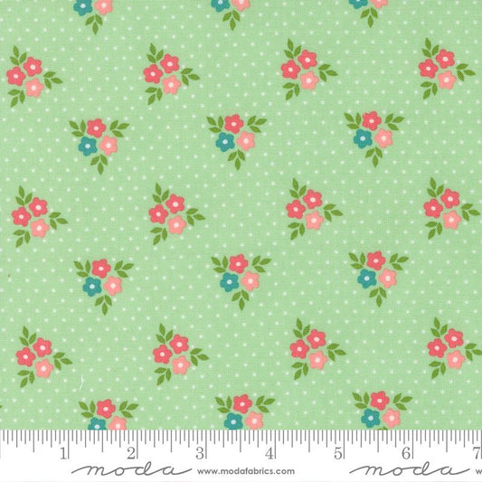 Strawberry Lemonade Bouquets Florals Dots Mint Green Sherri & Chelsi Moda Cotton Fabric