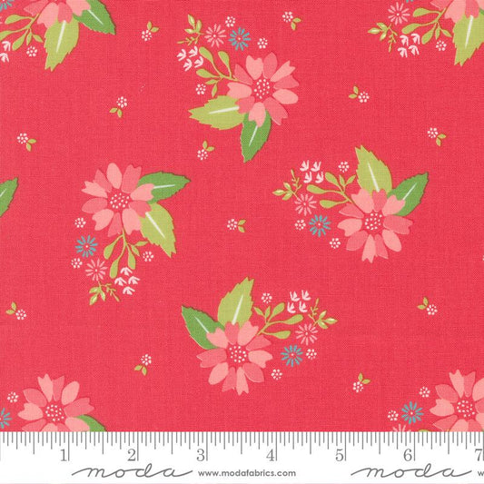 Strawberry Lemonade Carnation Florals Tossed Strawberry Red Sherri & Chelsi Moda Cotton Fabric