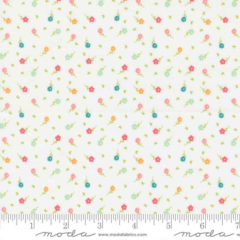 Strawberry Lemonade Poppies Ditsy Tossed Cloud White Sherri & Chelsi Moda Cotton Fabric