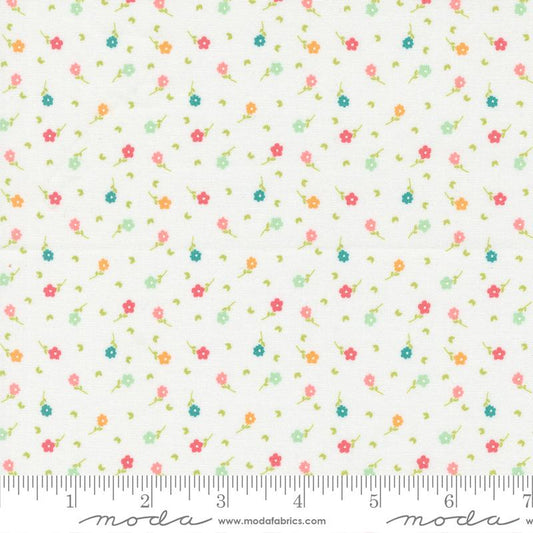 Strawberry Lemonade Poppies Ditsy Tossed Cloud White Sherri & Chelsi Moda Cotton Fabric