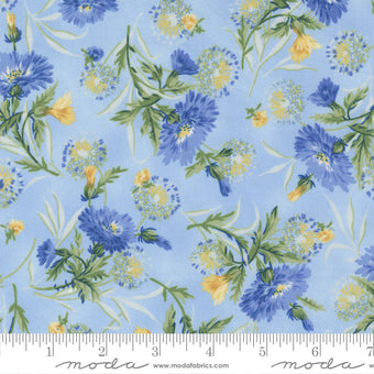 Summer Breeze Flower Patch Florals Dandelions Sky Blue Moda Cotton Fabric