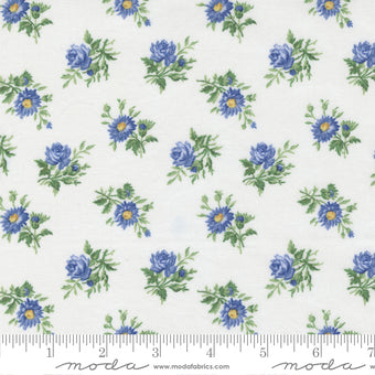 Summer Breeze Tossed Bouquets Small Floral White Moda Cotton Fabric