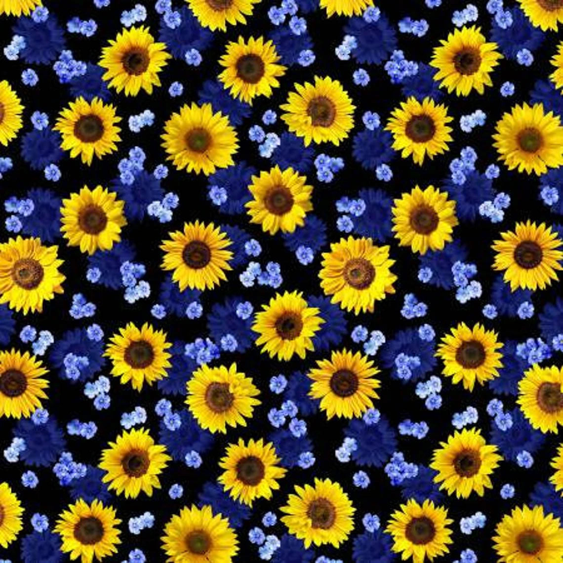 Summer Sunflowers Dreamy Floral Black Michael Miller Cotton Fabric