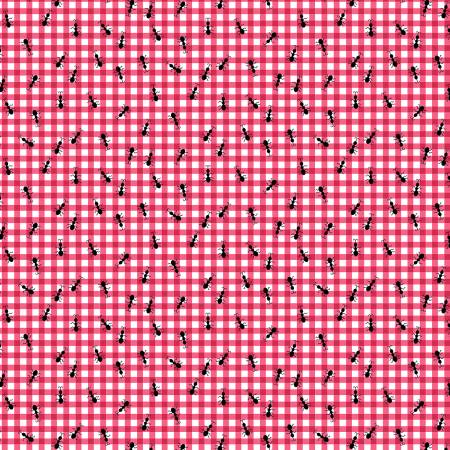 Summer Picnic Ants on Gingham Pink Timeless Treasures Cotton Fabric TT-Fruit-CD3516-Pink