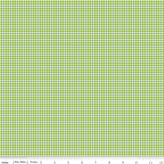 Summer's Town Plaid Green Sandy Gervais Riley Blake Designs Cotton Fabric RB-C17536-GREEN