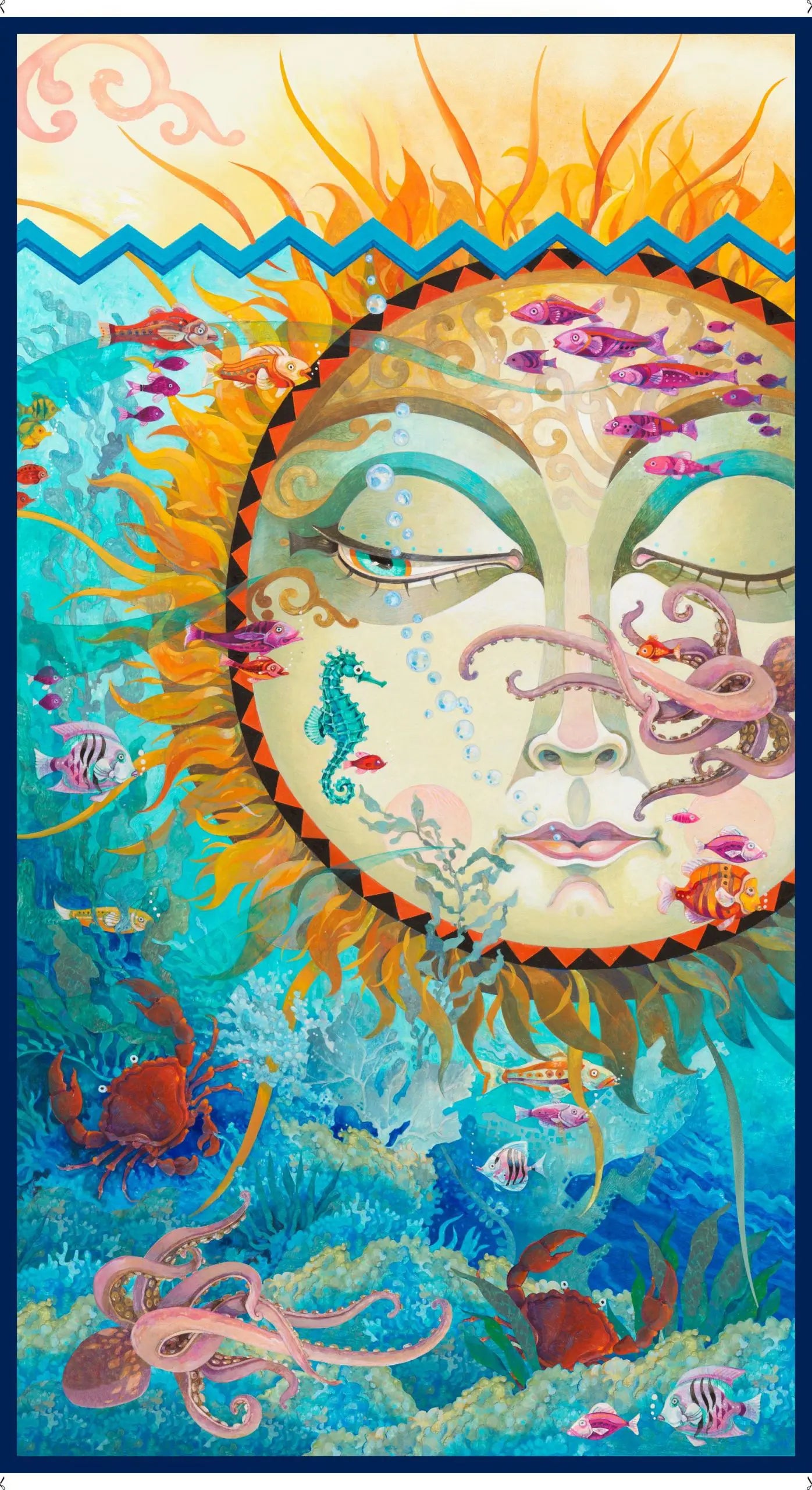 Sun & Sea Sun Panel 24" David Galchutt Quilting Treasures Cotton Fabric