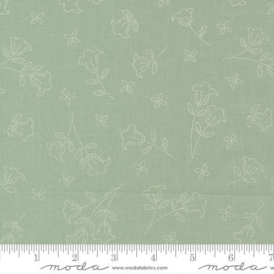 Sunbonnet Embroidered Blooms Dusty Blue My Sew Quilty Life Moda Cotton Fabric MD-31761-33