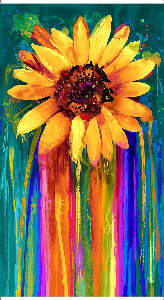 Sundance Sunflower Panel 24" Multi Chong-A-Hwang Timeless Treasures Cotton Fabric
