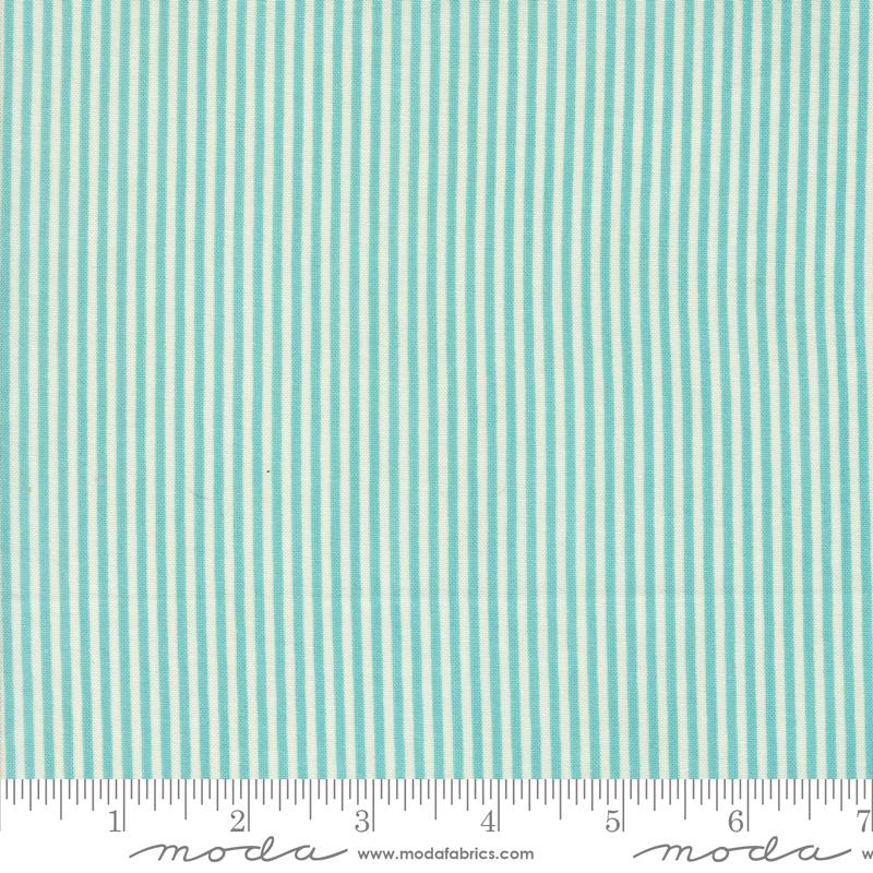 Sunday Brunch Short Stack Stripes Mint Tea Aqua BasicGrey Moda Cotton Fabric MD-30757-13 | US Fabric Shop