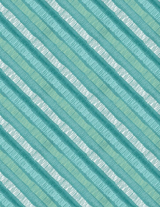 Sunflower Sweet Diagonal Stripe Teal Lisa Audit Wilmington Prints Cotton Fabric