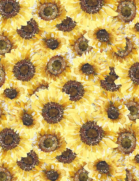 Sunflower Sweet Packed Sunflowers Multi Lisa Audit Wilmington Prints Cotton Fabric