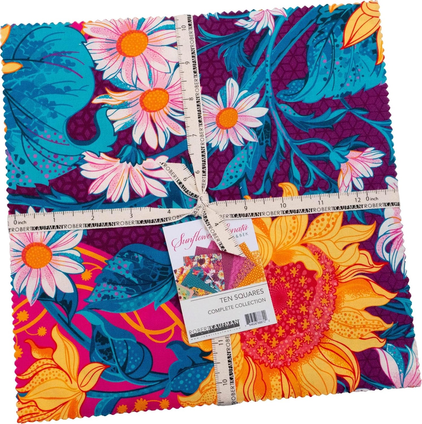 Sunflower Sonata 10" Squares 42pcs designed by Lola and Bek for Robert Kaufman 100% Cotton Quilting Fabric RK-TEN-1413-42