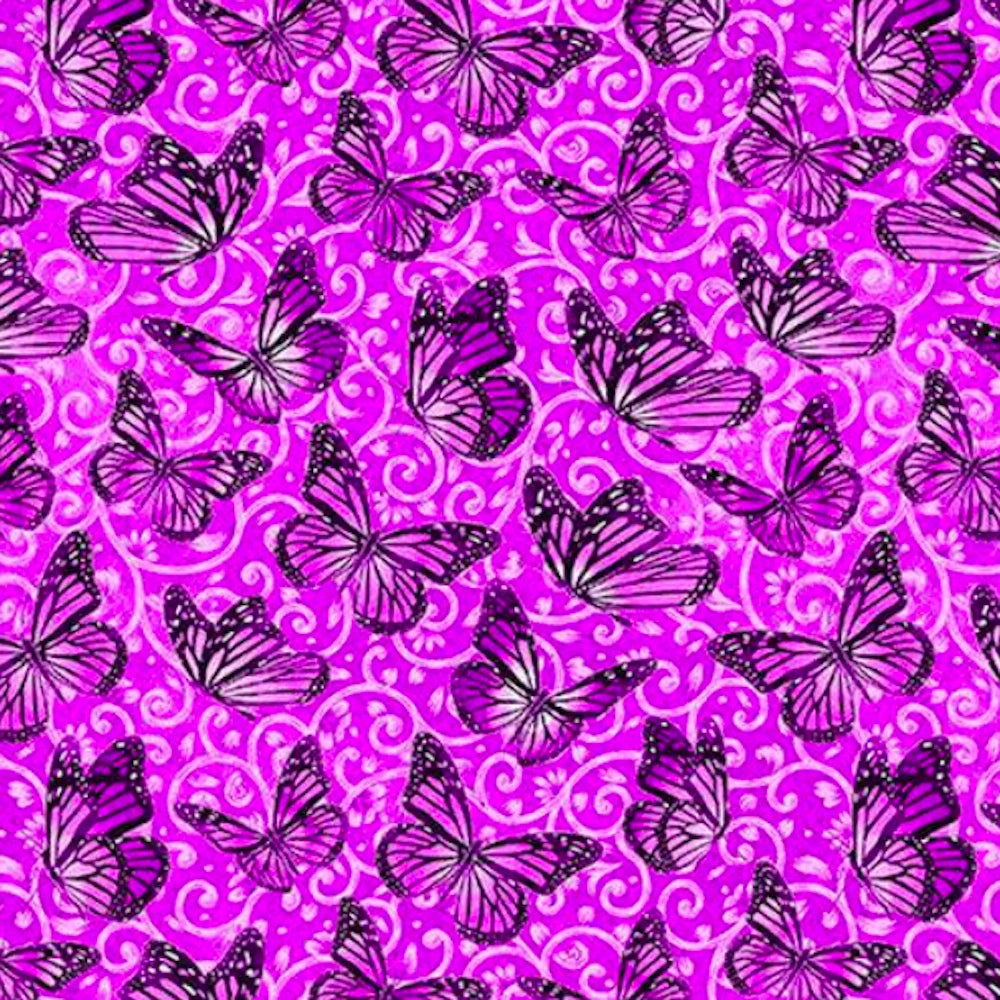 Sunrise Garden Butterfly Scroll Pink Blank Quilting Cotton Fabric BQ-2240-22