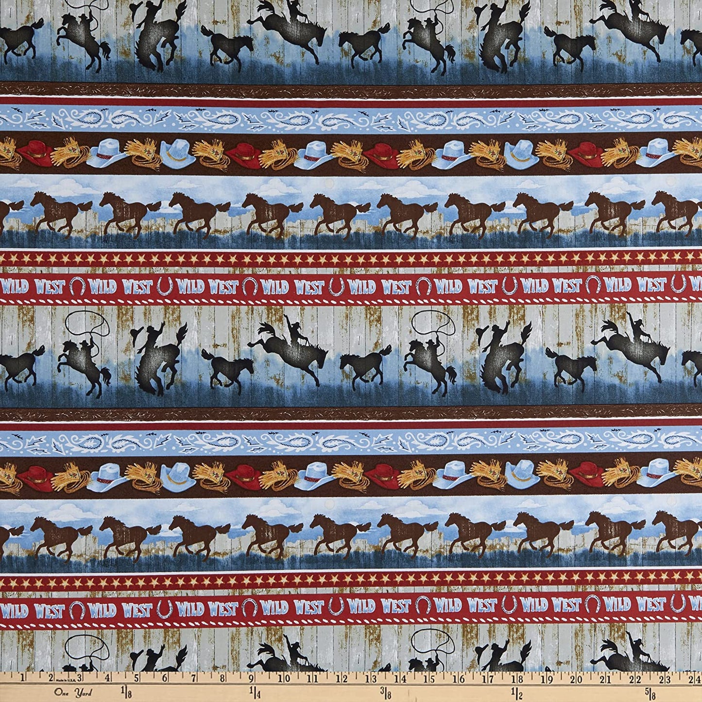 Sunset Rodeo Novelty Stripe Henry Glass Cotton Fabric