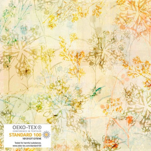 Sunset Bloom Big Flower Dandelion Multi Stof Blank Quilting Cotton Fabric